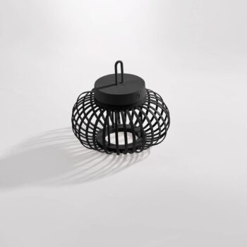 JUST LIGHT. Akuba LED dobíjacia stolná lampa čierna 22 cm bambus