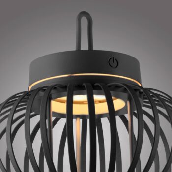 JUST LIGHT. Akuba LED dobíjacia stolná lampa čierna 22 cm bambus