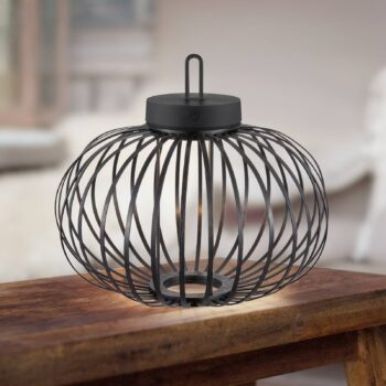 JUST LIGHT. Akuba LED dobíjacia stolná lampa čierna 33 cm bambus