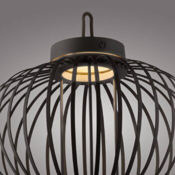 JUST LIGHT. Akuba LED dobíjacia stolná lampa čierna 33 cm bambus