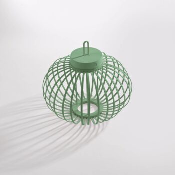 JUST LIGHT. Akuba LED dobíjacia stolová lampa, zelená, 33 cm, bambus