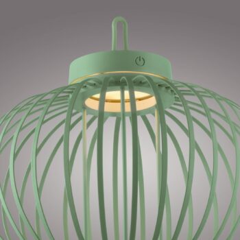 JUST LIGHT. Akuba LED dobíjacia stolová lampa, zelená, 33 cm, bambus