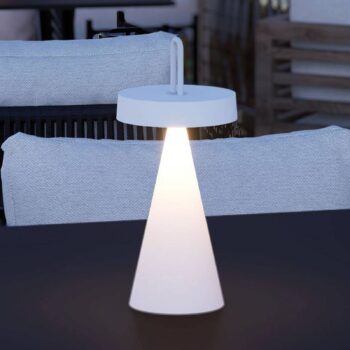 JUST LIGHT. Alwa LED nabíjateľná stolná lampa, biela, železo, IP44