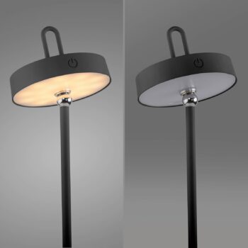 JUST LIGHT. Amag LED dobíjacia stolná lampa, čierna, železo, IP44
