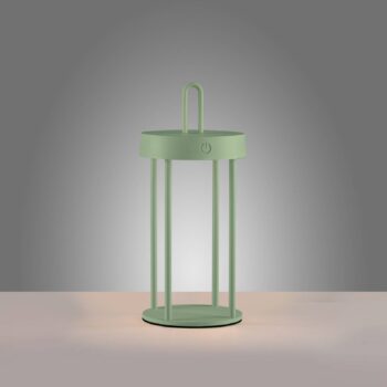 JUST LIGHT. Anselm LED dobíjacia stolová lampa, zelená, 28 cm, železo