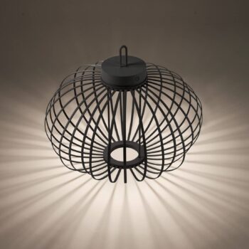 JUST LIGHT. Dobíjacia LED stolná lampa Akuba čierna 37 cm bambus