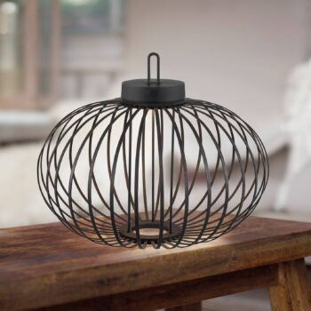 JUST LIGHT. Dobíjacia LED stolná lampa Akuba čierna 37 cm bambus