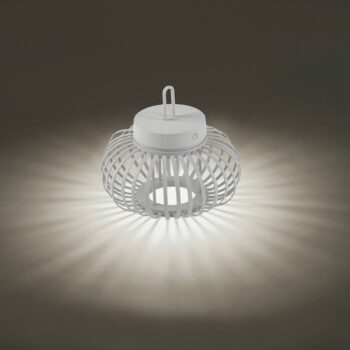 JUST LIGHT. Dobíjacia stolová lampa Akuba LED, biela, 22 cm, bambus