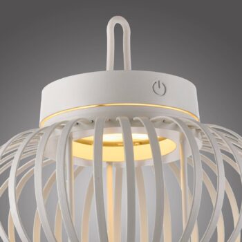 JUST LIGHT. Dobíjacia stolová lampa Akuba LED, biela, 22 cm, bambus