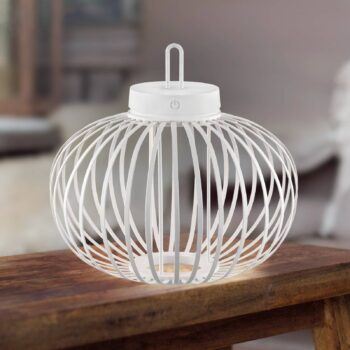 JUST LIGHT. Dobíjacia stolová lampa Akuba LED, biela, 33 cm, bambus
