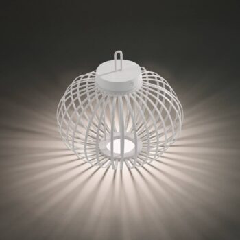 JUST LIGHT. Dobíjacia stolová lampa Akuba LED, biela, 33 cm, bambus