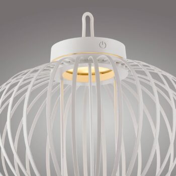 JUST LIGHT. Dobíjacia stolová lampa Akuba LED, biela, 33 cm, bambus