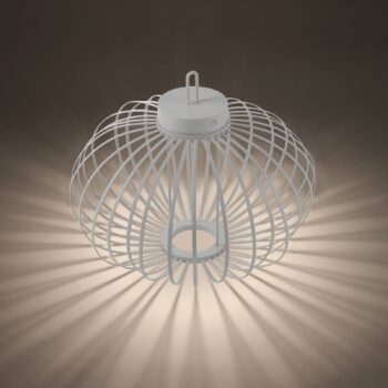 JUST LIGHT. Dobíjacia stolová lampa Akuba LED, biela, 37 cm, bambus