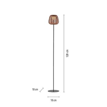 JUST LIGHT. LED dobíjacia stojacia lampa Askia, ratan, IP54, dotykové