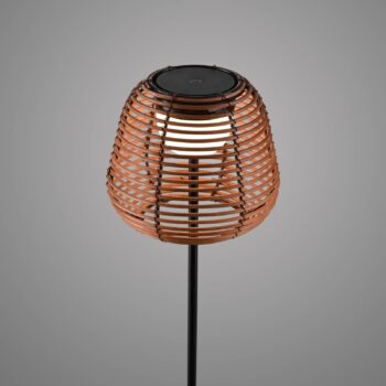 JUST LIGHT. LED dobíjacia stojacia lampa Askia, ratan, IP54, dotykové