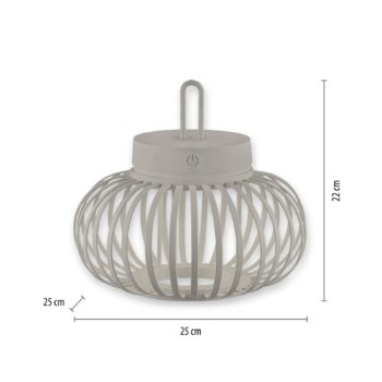 JUST LIGHT. LED dobíjacia stolná lampa Akuba sivo-béžová 22cm bambus