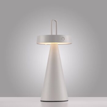 JUST LIGHT. LED dobíjacia stolová lampa Alwa sivo-béžová žehlička IP44