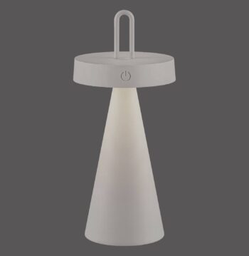 JUST LIGHT. LED dobíjacia stolová lampa Alwa sivo-béžová žehlička IP44