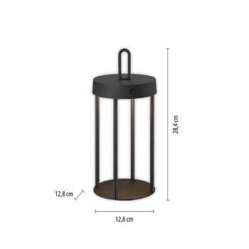 JUST LIGHT. LED dobíjacia stolová lampa Anselm čierna 28 cm žehlička