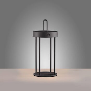 JUST LIGHT. LED dobíjacia stolová lampa Anselm čierna 28 cm žehlička