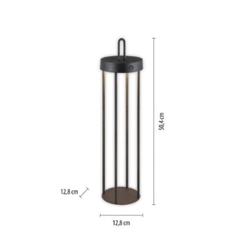 JUST LIGHT. LED dobíjacia stolová lampa Anselm čierna 50 cm žehlička