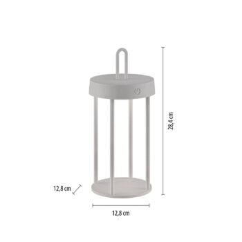 JUST LIGHT. LED dobíjacia stolová lampa Anselm sivo-béžová 28cm žehlička