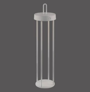 JUST LIGHT. LED dobíjacia stolová lampa Anselm sivo-béžová 50cm žehlička