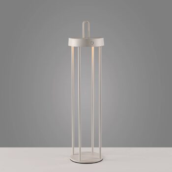 JUST LIGHT. LED dobíjacia stolová lampa Anselm sivo-béžová 50cm žehlička