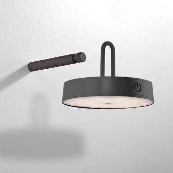 JUST LIGHT. LED dobíjacie nástenné svietidlo Arma, čierny plast IP44