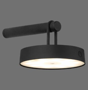 JUST LIGHT. LED dobíjacie nástenné svietidlo Arma, čierny plast IP44