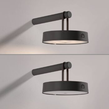 JUST LIGHT. LED dobíjacie nástenné svietidlo Arma, čierny plast IP44