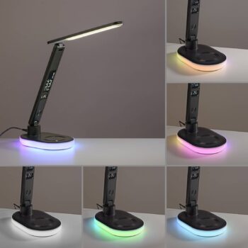 JUST LIGHT. LED stolová lampa Tina, ABS, CCT, RGB, čierna