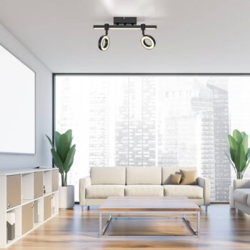 JUST LIGHT. LED stropné svietidlo LOLAsmart Bileda, 2 svetlá, čierne
