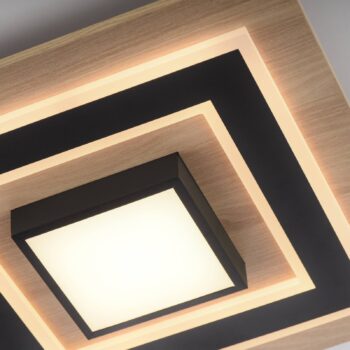 JUST LIGHT. LED stropné svietidlo Tola, hranaté, 2 svetlá, drevo, 3000 K