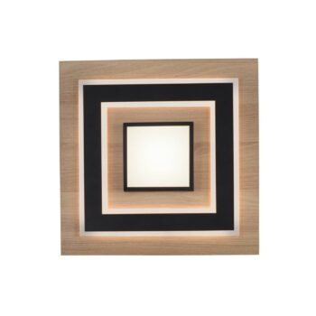 JUST LIGHT. LED stropné svietidlo Tola, hranaté, 2 svetlá, drevo, 3000 K