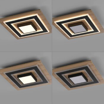 JUST LIGHT. LED stropné svietidlo Tola, hranaté, 2 svetlá, drevo, 3000 K