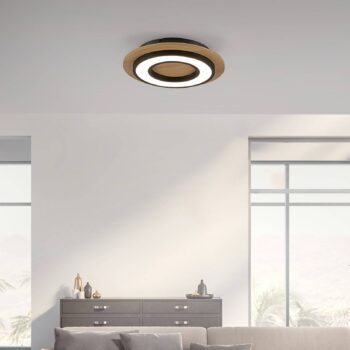 JUST LIGHT. LED stropné svietidlo Tola, okrúhle, drevo, 3 000 K