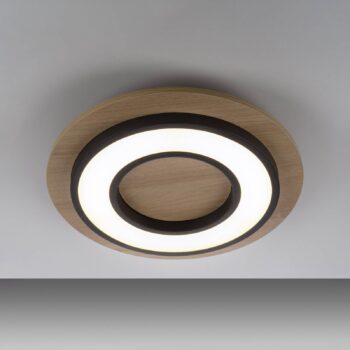 JUST LIGHT. LED stropné svietidlo Tola, okrúhle, drevo, 3 000 K