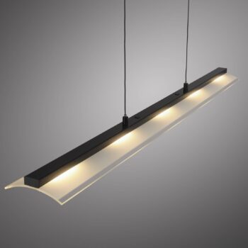 JUST LIGHT. LED závesné svetlo Nele, čierna farba, železo, sklo