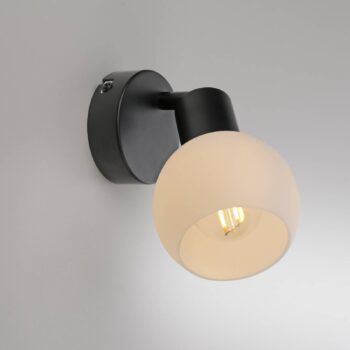 JUST LIGHT. Nástenné svietidlo Loki, čierna farba, železo, sklo