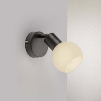 JUST LIGHT. Nástenné svietidlo Loki, čierna farba, železo, sklo