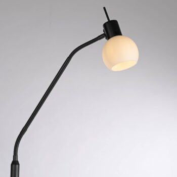JUST LIGHT. Stojacia lampa Loki, čierna, železo, sklo