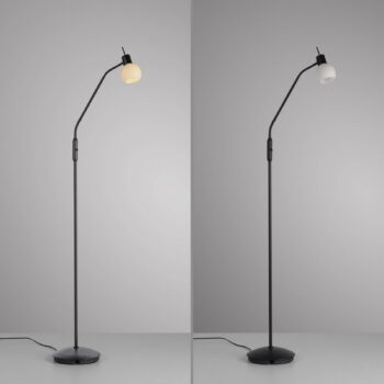 JUST LIGHT. Stojacia lampa Loki, čierna, železo, sklo