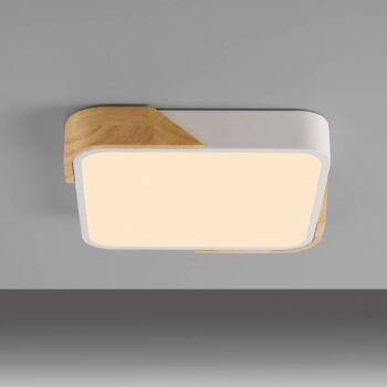 JUST LIGHT. Stropné LED svietidlo Bila, biele, 32x32 cm, drevo