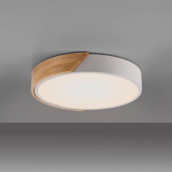 JUST LIGHT. Stropné LED svietidlo Bila, biele, Ø 32 cm, drevo