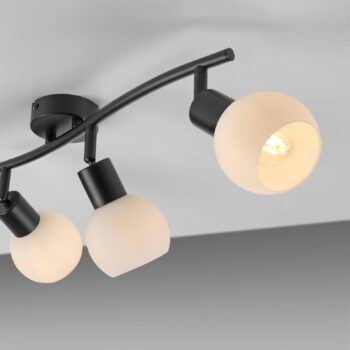 JUST LIGHT. Stropné svietidlo Loki, 3-svetelné, dlhé, čierne, železné