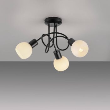 JUST LIGHT. Stropné svietidlo Loki, 3 svetlá, okrúhle, čierne, železo