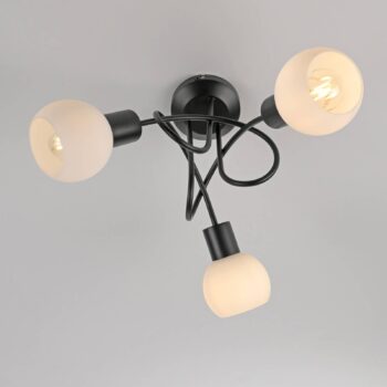 JUST LIGHT. Stropné svietidlo Loki, 3 svetlá, okrúhle, čierne, železo