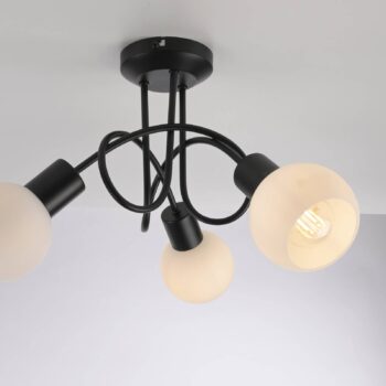 JUST LIGHT. Stropné svietidlo Loki, 3 svetlá, okrúhle, čierne, železo