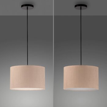 JUST LIGHT. Zelené závesné svetlo Duro, textil, béžová farba